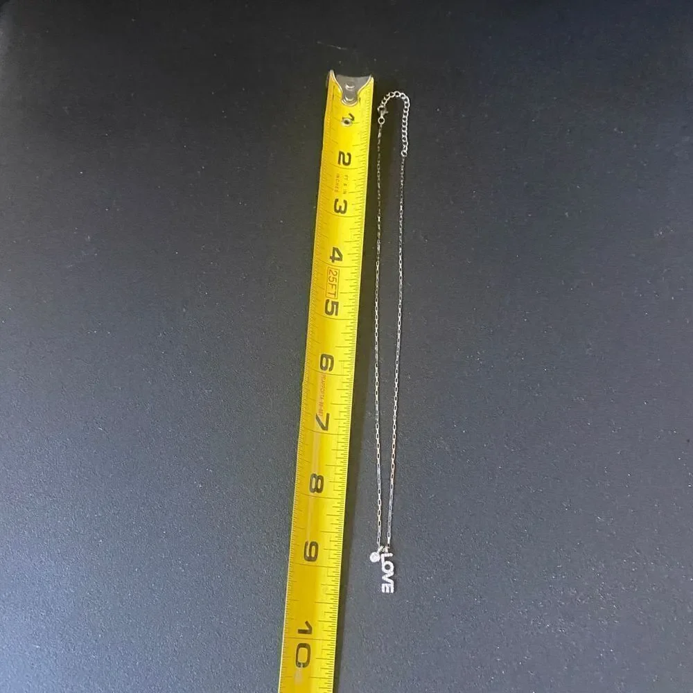 Sterling Silver 925 Love Crystal 9” Necklace - Picture 8 of 8